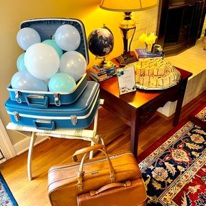 Vintage Dusty Blue Nesting Suitcases